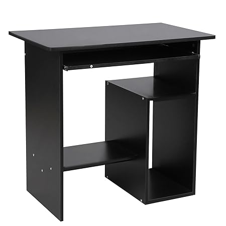 VASAGLE Schreibtisch, Computertisch, mit Tastaturauszug, PC Tisch, platzsparend, einfache Montage, 80 x 45 x 74 cm, schwarz L