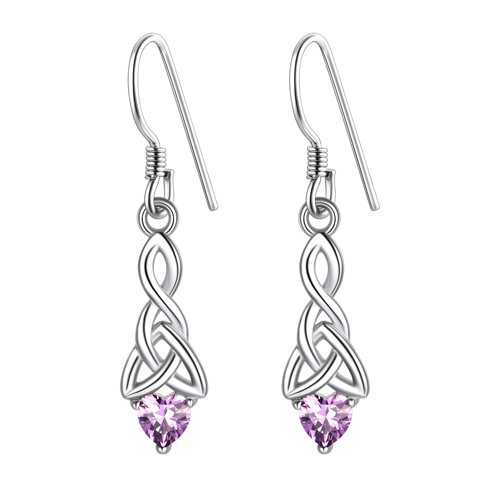 Suplight Womens Alexandrite June Birthstone Earring Irish Celtic Knot Earrings For Women 925 Sterling Silver — image 1