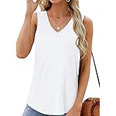 JROWI Womens Tank Tops V Neck Summer Casual Sleeveless Cotton Tee Shirts