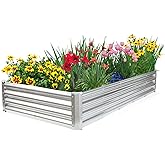 JERIA 6×3×1ft Raised Garden Bed with Support Rods,Galvanized Raised Garden Bed Kit Outdoor Metal Gardening Planter Box for Ve