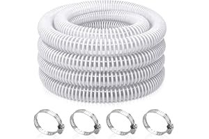 Wocloer Pool Filter Pump Hose 1-1/2” × 20 Feet Transparent Flexible PVC Pond Hose,Garden Pond Tube - Kink-Resistant Tubing fo