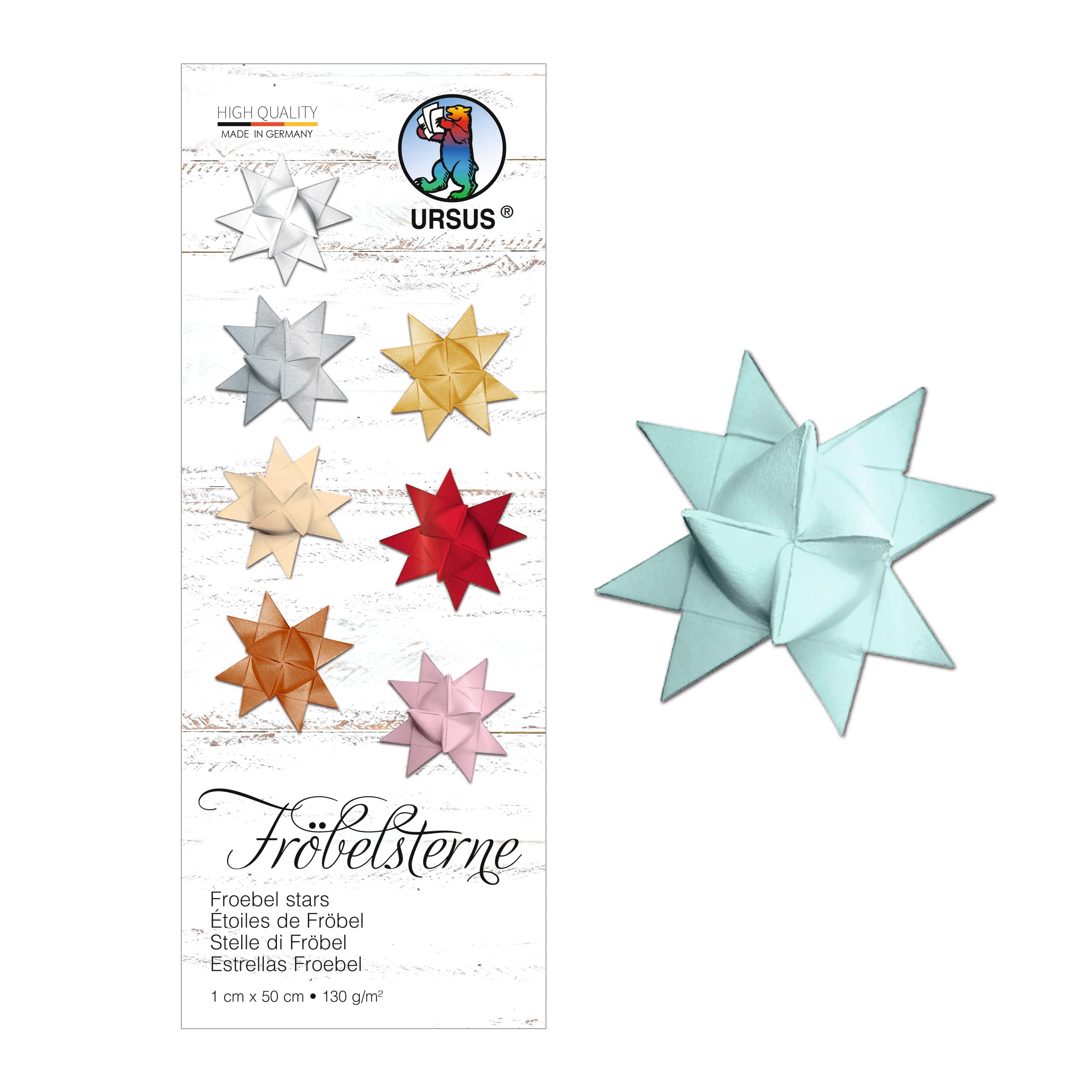 Ursus 3200036 Paper Strips for Froebel Stars 1.0 x 50 cm Turquoise Coloured Drawing Paper 100 Strips for Approximately 25 Stars Craft Classic for Christmas