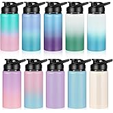 Mimorou 10 Pack Aluminum Water Bottle Bulk 17 Oz Reusable Sports Bottles with Snap Lid and Handle Multicolor Leak Proof Water Flask for Gym Travel Hiking Camping Hiking Outdoor Activities
