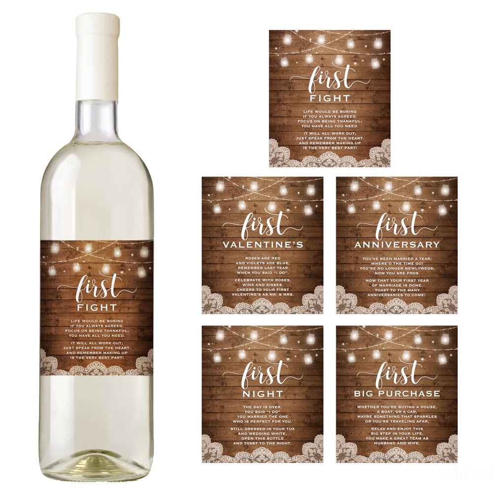 Rustic Wedding Wine Bottle Labels Wedding Milestones Marriage And Wedding Firsts Wedding Gift Bridal Shower Gift Kitchen Dining Wine Accessories Brilliantpala Org