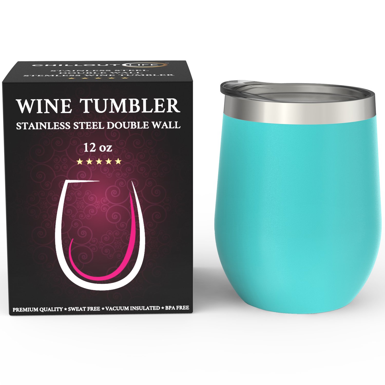  Stainless Steel Stemless Wine Glass Tumbler