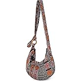 Hobo Crossbody Bag for Women – Handmade Cotton Boho Purse with Wooden Ring | Lightweight Slouchy Shoulder Sling Tote Bag
