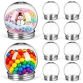 DOITOOL 12 Pack Plastic Snow Globe 2.55 Inch Fillable Snowglobes with Screw off Cap, Clear Empty Snow Globes Jars Ornaments for DIY Crafts, Christmas Party Decoration, 150ml