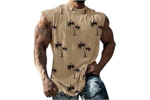 Zeiyignr Palm Tree Tank Tops for Men Cool Breathable Sleeveless Shirts Summer Tops Workout Muscle T-Shirt Gym Fitness Tanks