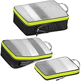 Cipway Mesh Compression Packing Cubes, Ultralight See Through Luggage Organizer Bags, Travel Essentials for Carry on Suitcase （3Pcs,Black）