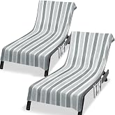 Ruikyhom Lounge Chaise Chair Towel Cover,Pack of 2, Ultra Plush &amp; Absorbent Micro Fleece Towel Cover for Pool,Beach,Outdoor(Garden, Courtyard)| Faster Drying, Non-Slip,2 Side Pockets | 85" x 30"-Gray