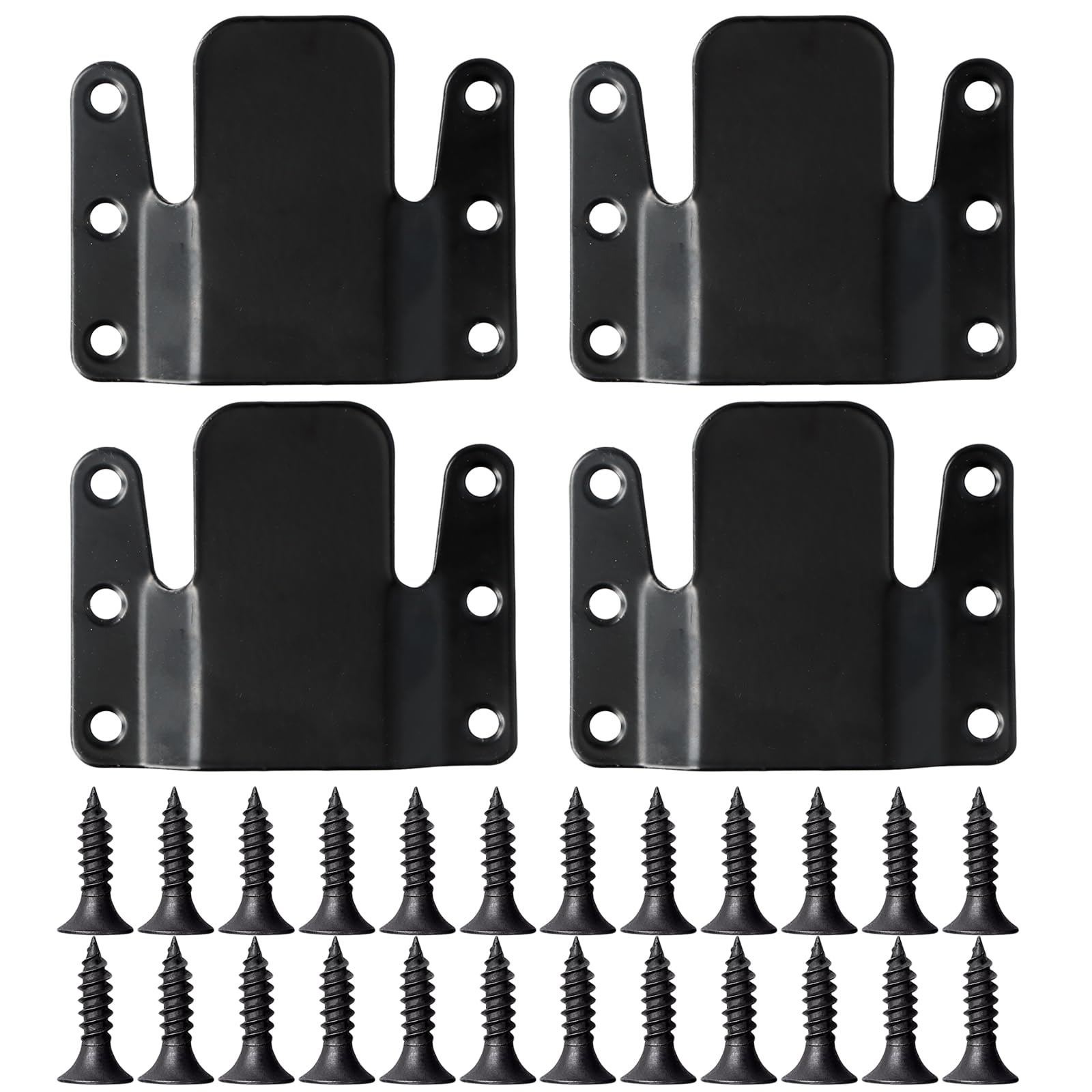 4 Pieces Sofa Couch Beds Connector Clips Metal Joiners Connecting Pieces Sectional Interlocking Furniture Brackets Corner Sofa Connectors Clip with Screws for Furniture (Black, 78 x 64 x 8 mm)