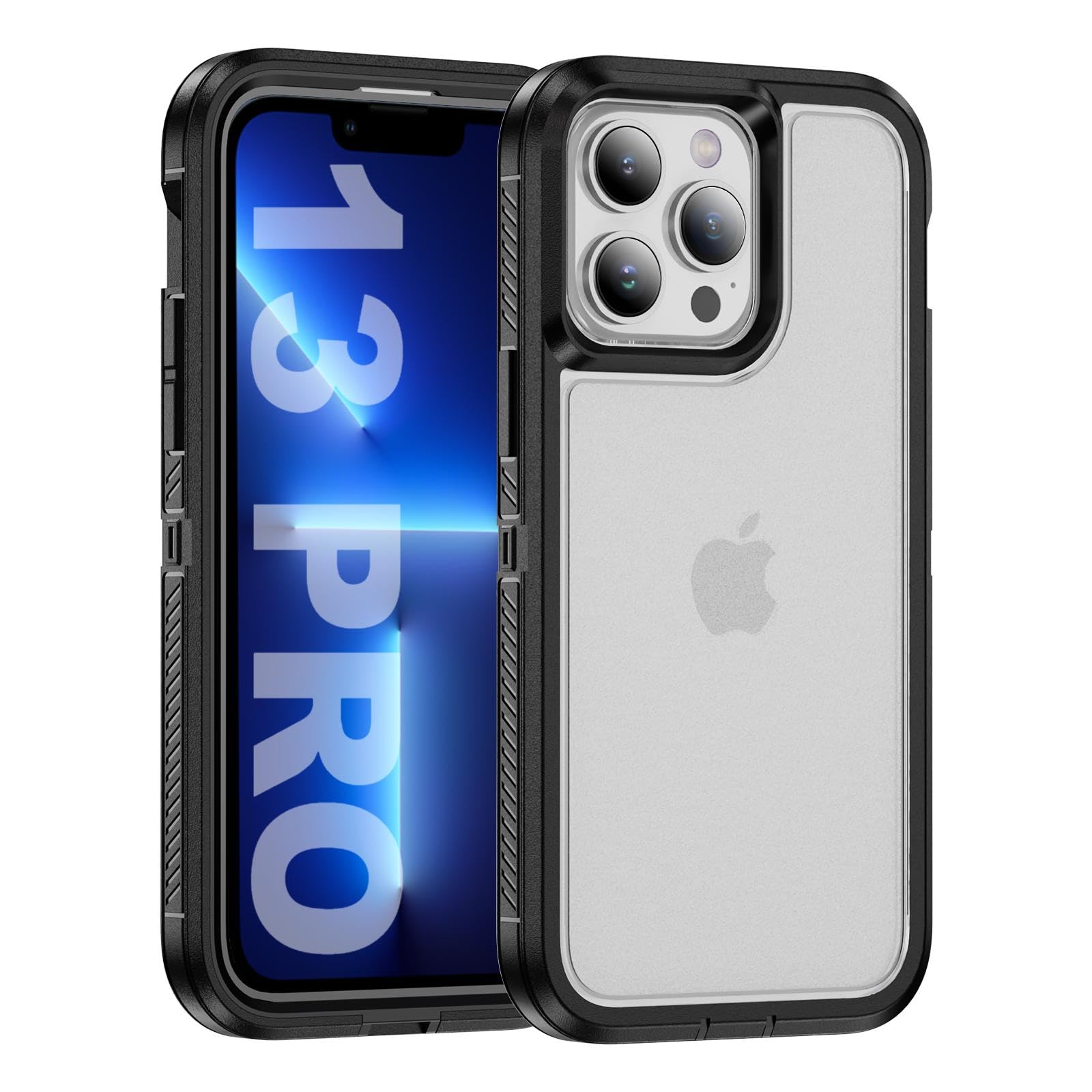 Tuvror for iPhone 13 Pro Case, Shockproof Dustproof Drop Proof, Military-Grade Protection, Dual Guard Case for iPhone 13 Pro (6.1 inch), Black/Clear