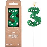 PHD CAKE 2.76 Inch Green Dinosaur 3 Number Birthday Candles, Dinosaur Number Candles, Cake Number Candles, Party Celebration