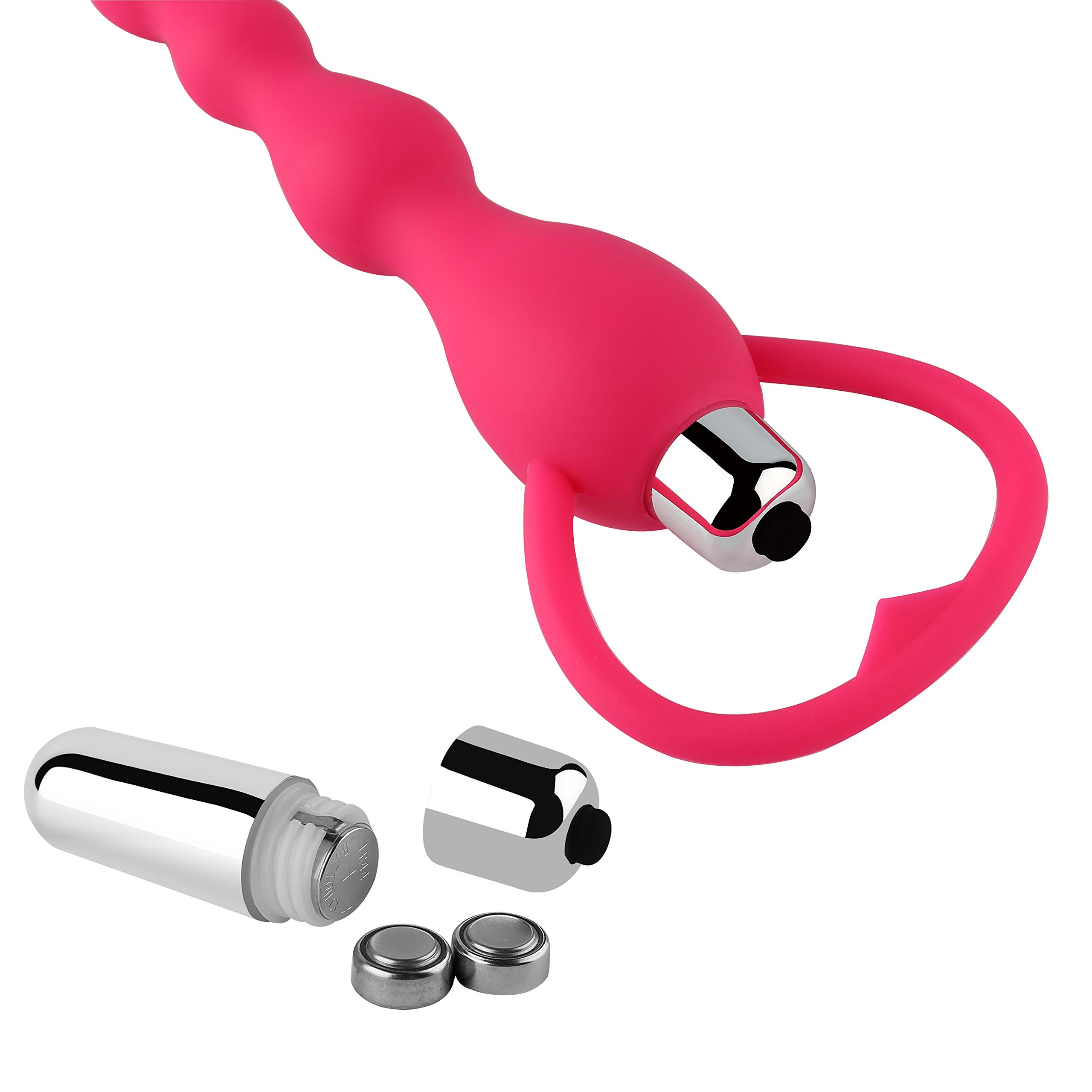 CRDC Life Unisex Safe Anal Beads Massager Silicone Anal Plug Vibrator Massager (pink)