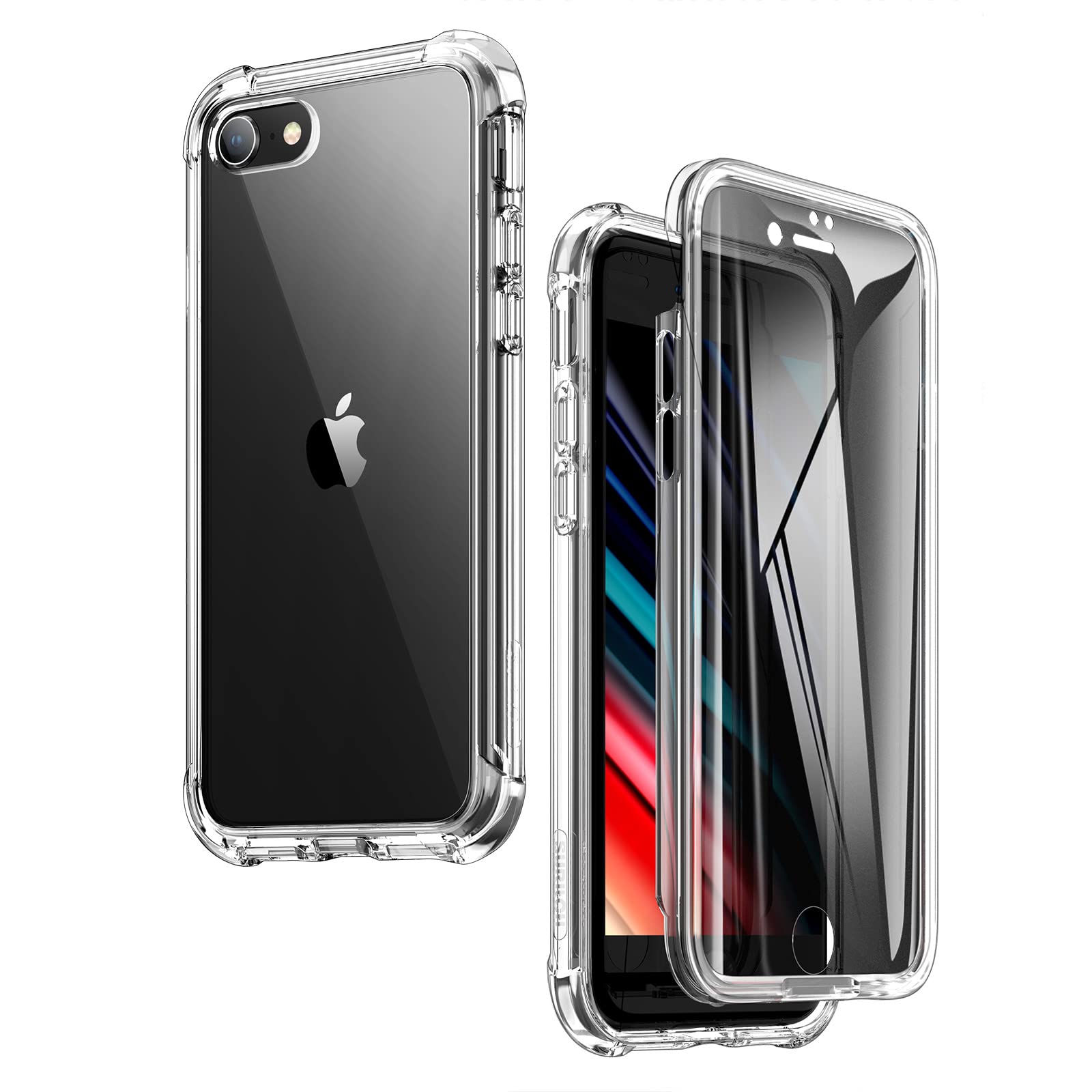 SURITCH Clear Case for iPhone se 2022/se 2020/iphone 8/7 4.7", 【Privacy Screen Protector】Anti Spy Film Full Protection Hard Cover Hybrid TPU Bumper Rugged Case Anti Scratch Shockproof (Privacy)