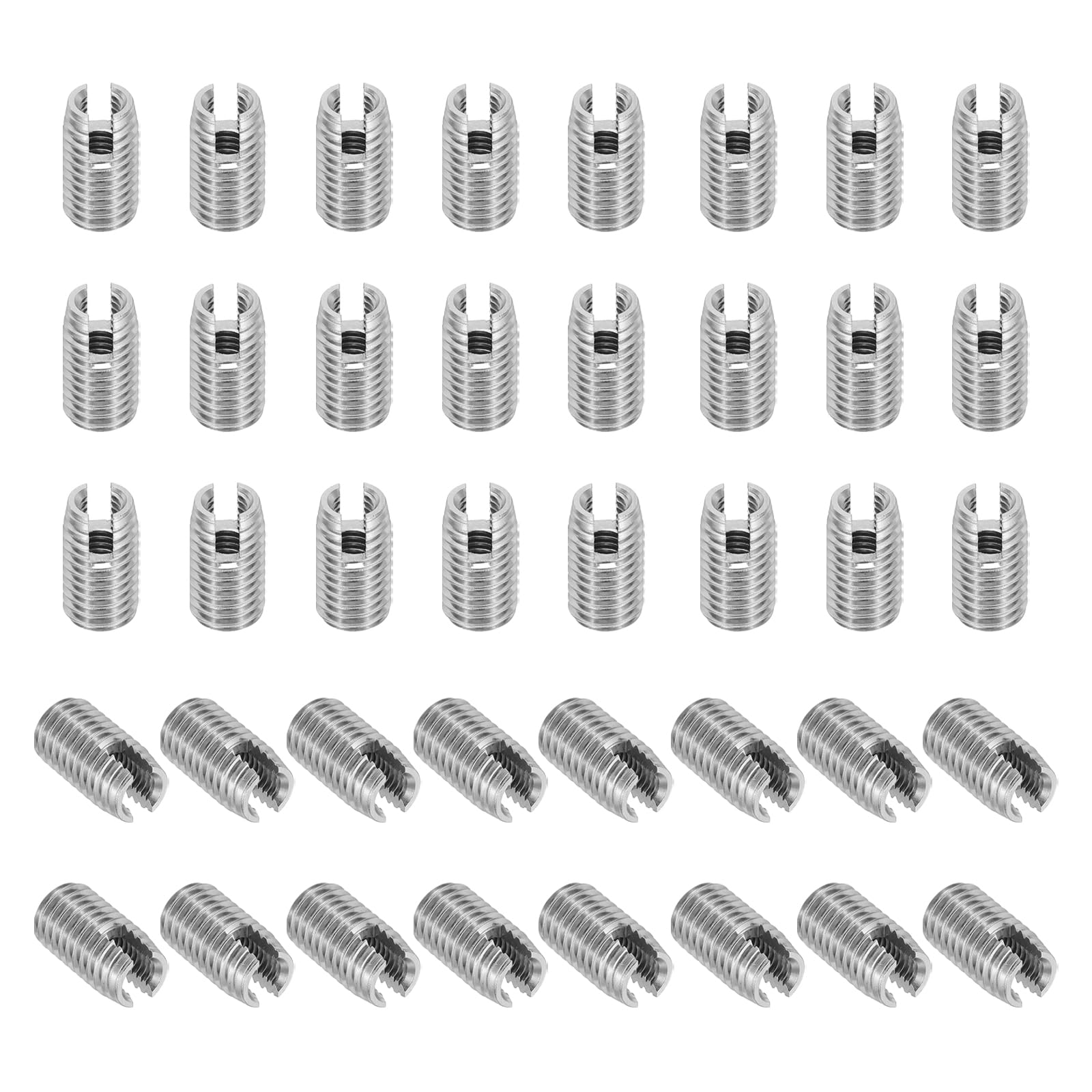 PATIKIL Self-Tapping Threaded Inserts, 40 Pcs M6 x M10 x 18mm 303 Stainless Steel Thread Adapter Reducer Slotted Screw Repair Inserts Nuts Sleeve — image 1