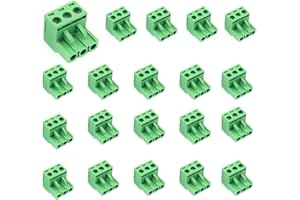 kuosbiu 20 PCS 3 Pin 5.08mm Pitch Pluggable PCB Screw Terminal Block Phoenix 3 Pin Male Plug for 24-12AWG