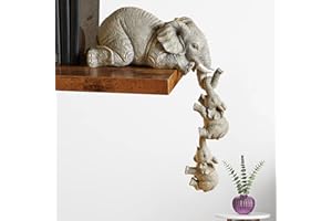 TBOLINE Gifts for Mom-Elephant Decor Figurines,Elephant Sitter Mothers Hanging Babies Statue Hanging Off The Edge Collections Figurines for Mother Feets Day