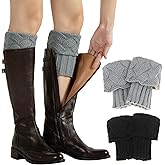 XEPST 2 Pairs Winter Warm Boot Cuffs, Crochet Knitted Boot Cuffs Short Leg Warmers Boot Topper Socks Short Ankle Warmers for Women Girls