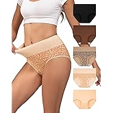INNERSY Women's Underwear Cotton Soft Underwear High Waisted Breathable Briefs 5 Pack