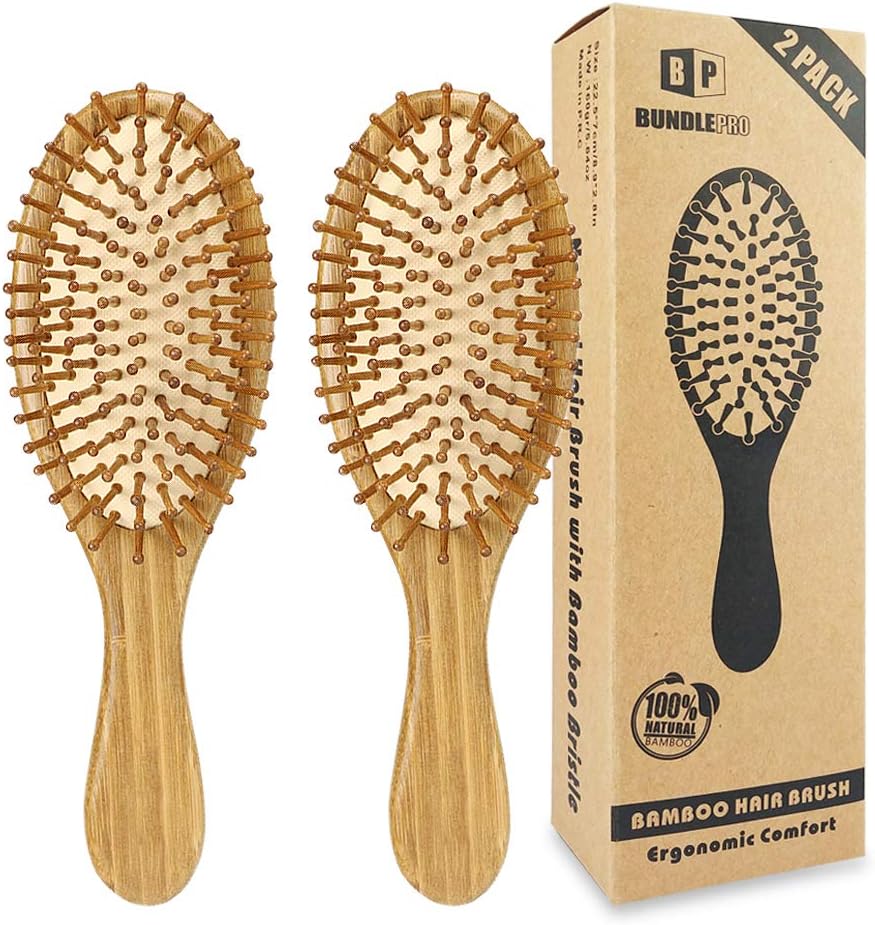 Pack of 2 Bamboo Hair Brushes 100 Natural Ecofriendly Hair Brush