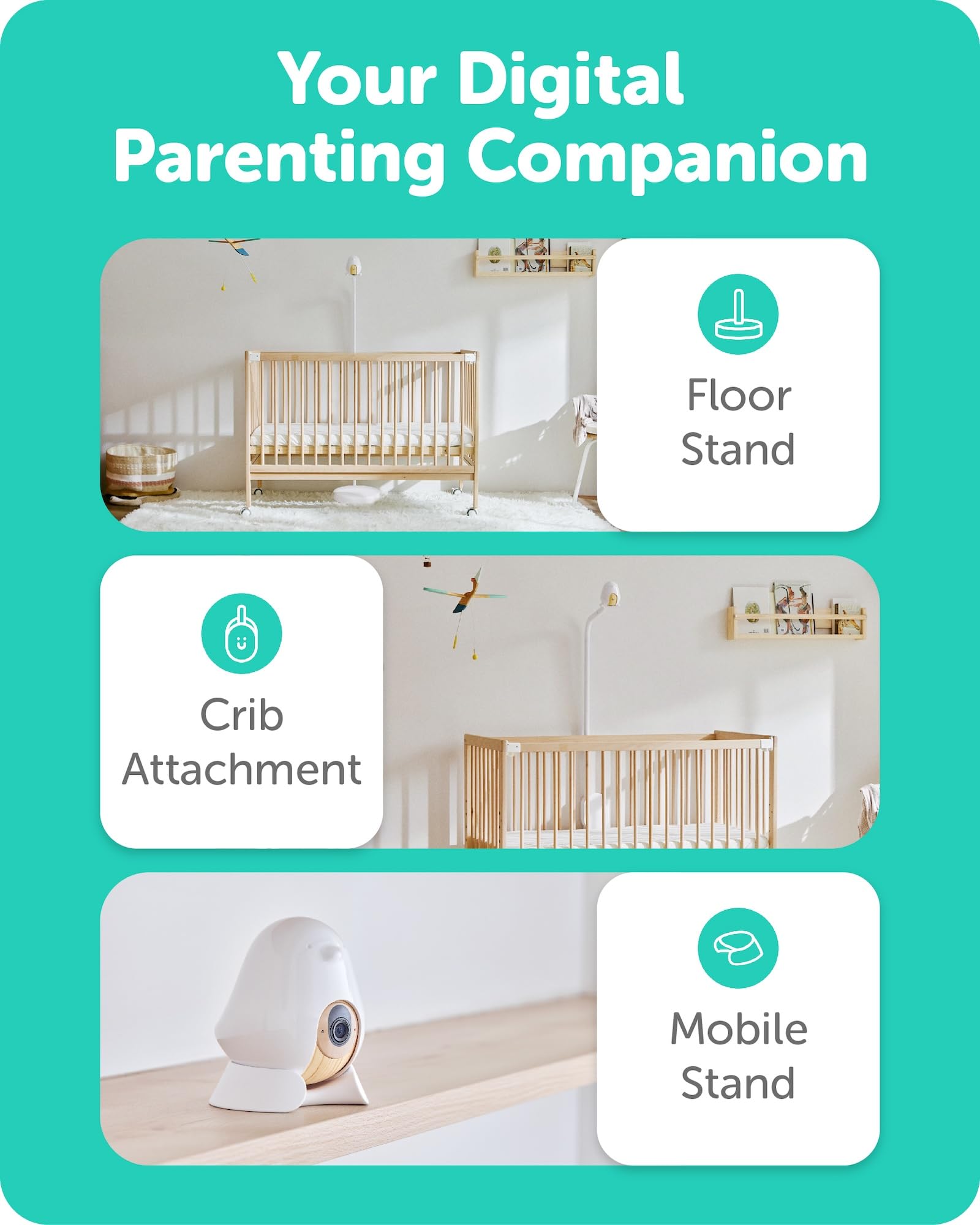 CuboAi Plus Smart Baby Monitor: Sleep Safety Alerts for Covered Face, Danger Zone & Sleep Analytics - 1080p HD Night Vision Camera, 2 Way Audio, Cry & Temperature Detection (Incl. 3 Stand Options)