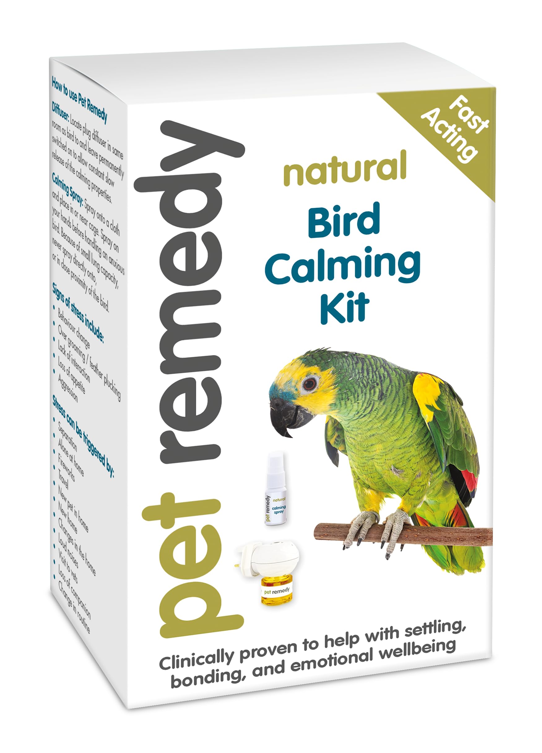 Pet Remedy Natural Calming Kit for Birds - Clinically Proven Parrot Calming Formula to Relieve Stress, Promote Emotional Wellbeing and Strengthen Bonding, Without Sedetaion, Easy-to-Use