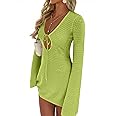 ANRABESS Beach Cover Ups for Women Crochet Swimsuit Bathing Suit Swimwear Bikini Mesh Knit Dress 2025 Summer Vacation Outfits