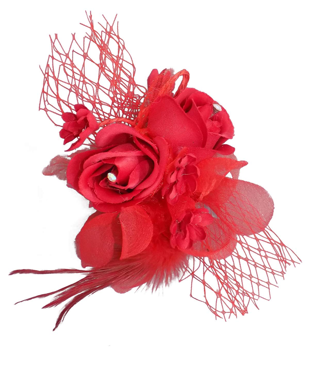 Buy Fully Red Flower Hair Clips Pin For Girls Feather Hair Pin