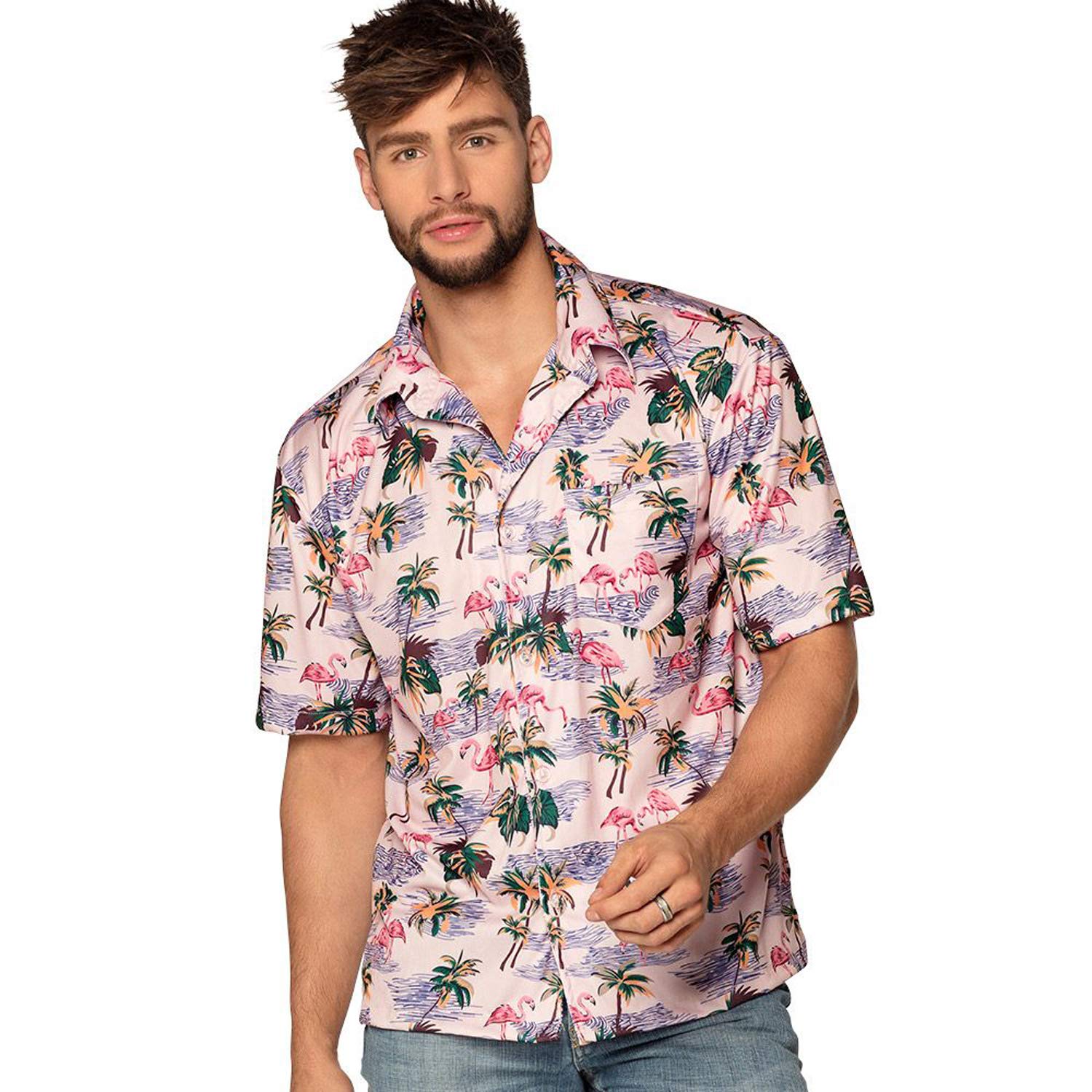 Boland - Flamingo Men's Shirt Short Sleeve Hawaiian Beach Holiday Costume Carnival Theme Party