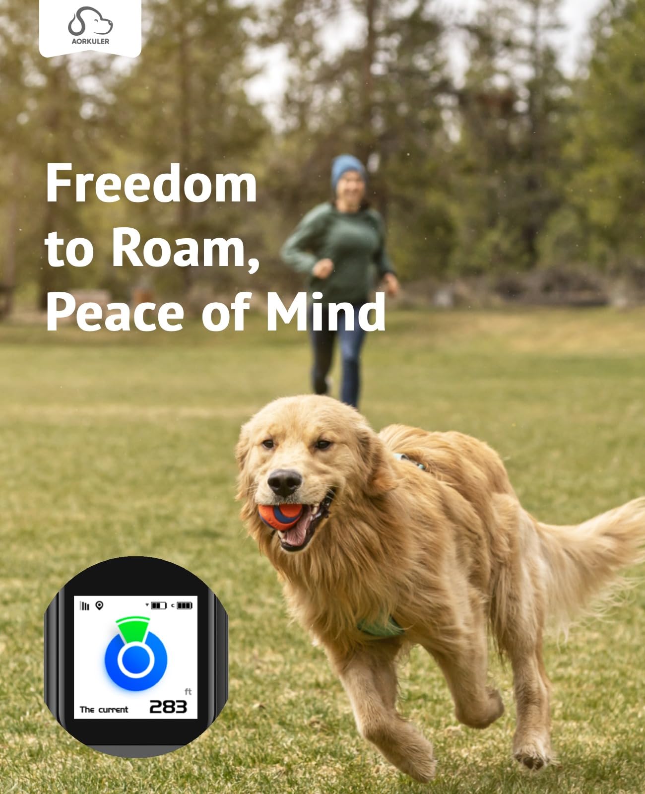 Aorkuler Outdoor GPS Dog Tracker – Ideal for Remote & Rural Areas, No Phone or Signal Needed, Real-Time Tracking for Daily Walks, Hiking, Farms, and Large Open Spaces – No Monthly Fees (Tracker 2)