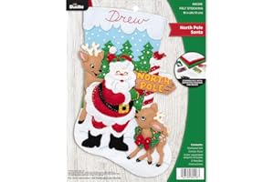 Bucilla Felt Applique Christmas Stocking Kit, 18", North Pole Santa