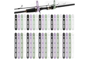 ELLAYIDOI 40Pcs Silicone Fishing Rod Ties Straps - Reusable Rubber Bands for Fishing Pole Storage, Lightweight & Durable, Secure Hold for Rods & Tackle (2 Sizes, 4 Colors - Black/White/Matcha Green/Lavender)