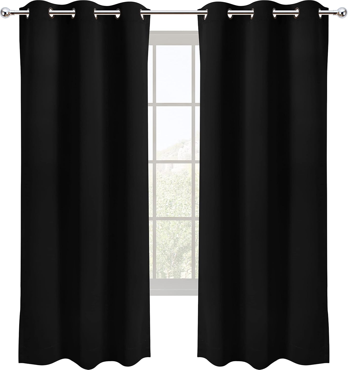 Window Treatments - Utopia Bedding Blackout Curtains for Bedroom Grommet Window Curtains 63 Inch Length 2 Panels Thermal Insulated Drapes for Living Room (Black, 42W x 63L Inches)