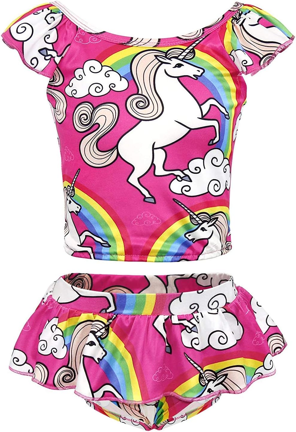 Baby Girls Unicorn Sling Swimming Costume Kids Two Piece Swimwear Summer Cute Swimsuit Quick Dry Bathing Suit,Age 3-12 Years,Pink,9-10 Years