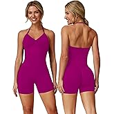 ABOCIW Workout Sets for Women 2 Piece Seamless Impact Longline Strappy Top Scrunch Butt High Waist Biker Shorts Gym Set