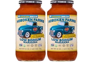 Hoboken Farms Low Sodium Marinara Sauce - Keto Certified, No Sugar Added, Non GMO Project Verified, Plant Based, and Paleo Friendly (25 Fl Oz, Pack of 2)