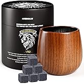 AHIDBQOJB Wooden Bourbon Drinking Glass - Charred Wooden Whiskey Cup - Whiskey Glass for Men - Bourbon Gifts for Men Who Have Everything - Birthday Gifts for Dad Husband Boyfriend or Brother (1 Pack)