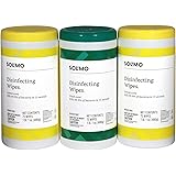 Amazon Brand - Solimo Disinfecting Wipes, Lemon Scent & Fresh Scent, Sanitizes/Cleans/Disinfects/Deodorizes, 75 Count (Pack o