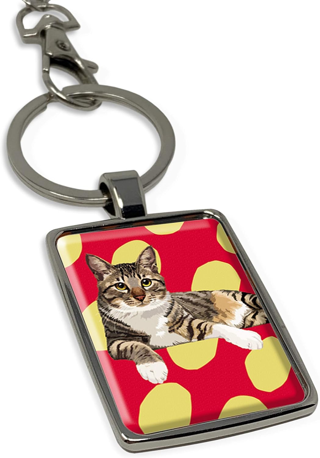 Tabby Cat Keyring Keychain Gift by Leslie Gerry, Multicolour