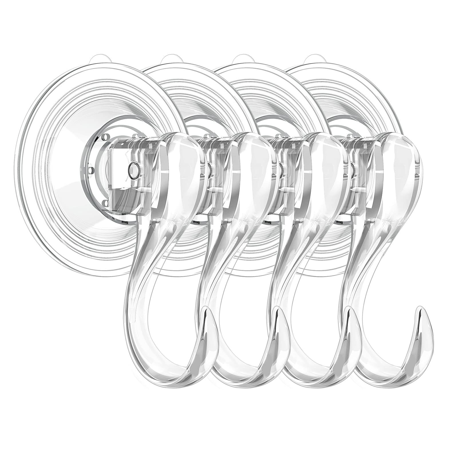 Jeowoqao Multi-Purpose Suction Cup Hooks, Strong Reusable Vacuum Heavy Duty 6.6LBS Suction Hooks for Bathroom Window Glass Kitchen, Hangers for Towel Loofah Utensils Christmas Wreath (4)