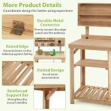 TANGZON Wooden Potting Table with Compartments & Shelves, 80x42x136cm view 4