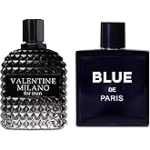 AFLUXE 2PCS Valentine Milano/Blue De Paris Eau De Toilette for Men-Fresh,Romantic Scent Perfume for Men 3.4 Fl Oz Each Mens Cologne For All Skin Daily Used