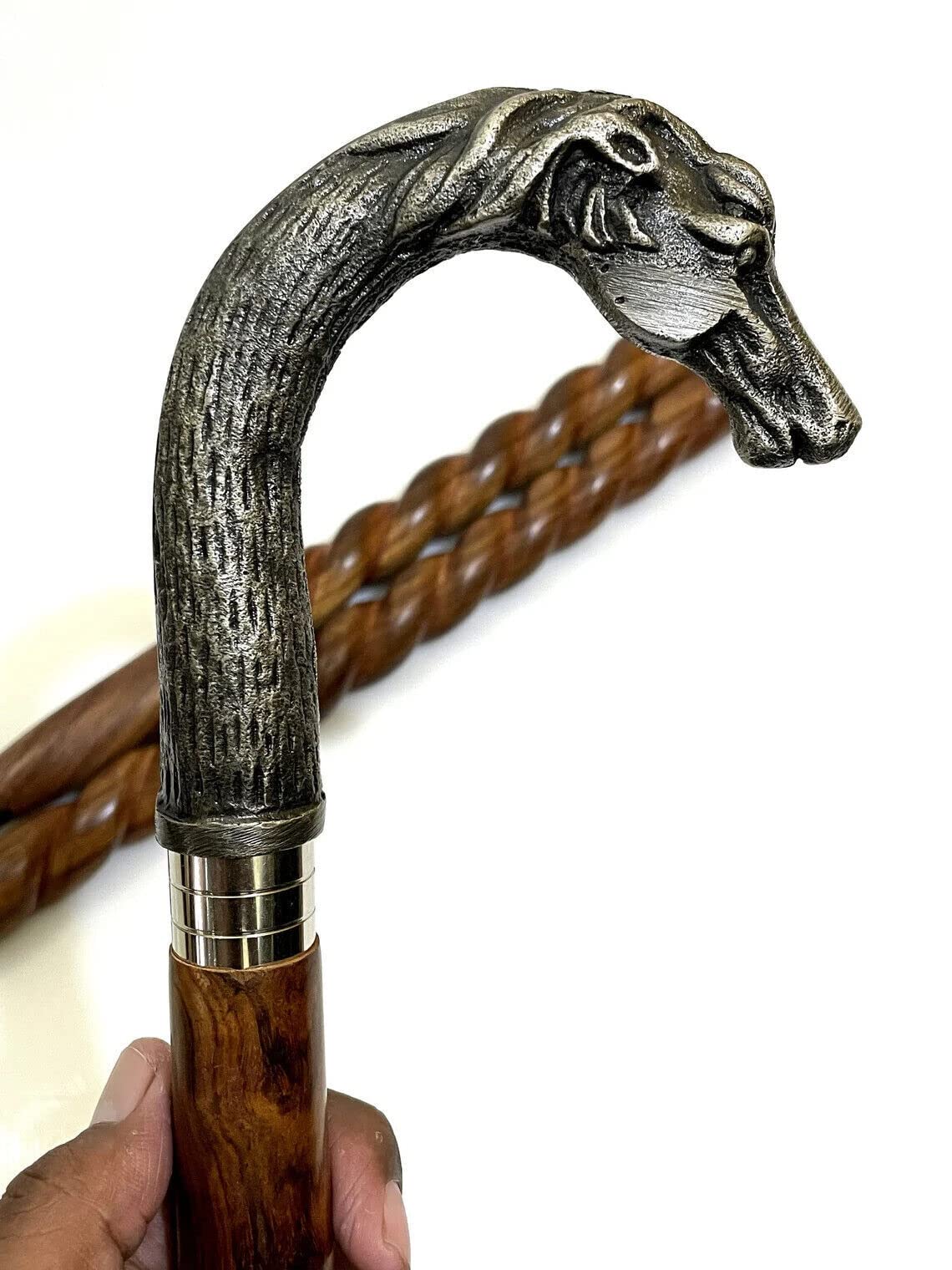 Brass Horse Style Head Handle Vintage Wooden Walking Stick Victorian Handmade Cane Best Gift