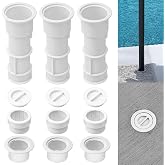 3 Pack US105 Umbrella Stand 7 1/2" With Sleeve And Center Cap for 1 1/2" - 1 3/4" Center Shafts, Ideal for Umbrellas, Volleyball Poles And Tiki Torches, Mounted On Floors, Steps / Outdoor Patio Decks