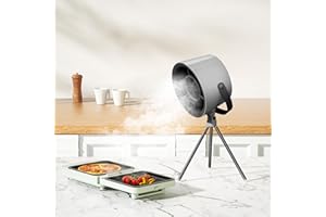 MIHOHO Portable Exhaust Hood, Range Hood with Changeable Filter, Desktop Hood with 3-Speed Exhaust Fan, Kitchen Vent for BBQ, Cooking, Hot pot (Black)