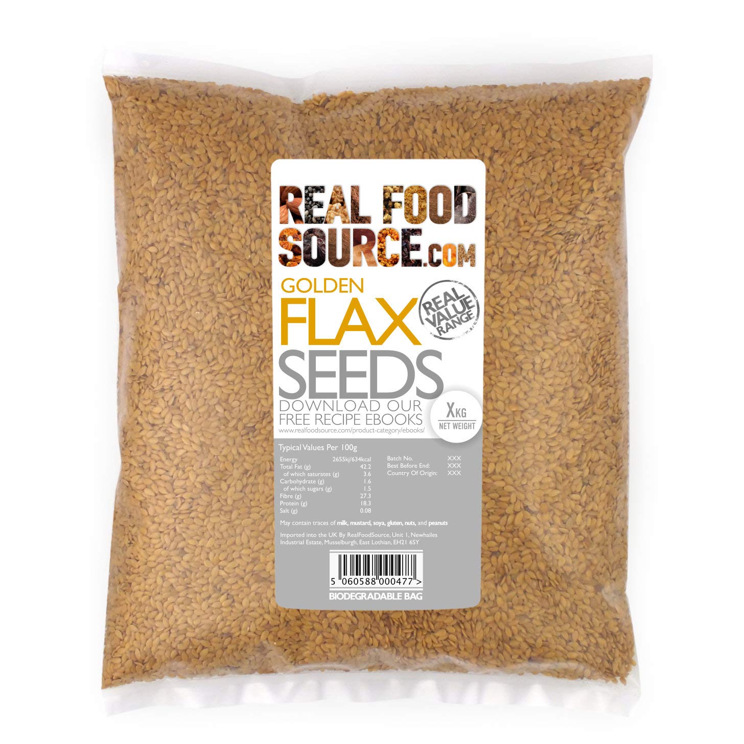 RealFoodSource Golden Flax Seeds/ Linseeds 1KG Amazon.co.uk Grocery