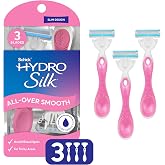 Schick Hydro Silk All-Over Smooth 3-Blade Disposable Razors for Women, 3 ct | Water-activated moisturizing serum, Smooth glide, Pivots around curves, Slim cartridge for hard-to-reach areas