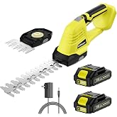 20V Hedge Trimmer Cordless with 2 Battery and Charger, 2 in 1 Bush Trimmer | Electric Hedge Shears, Battery Powered Shrub Trimmers with 2 Blades, Mini Handheld Grass Cutter Yard Tool, Gifts for Men, Dad