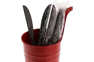 AmerCare Medium-Heavy Weight Black Polystyrene Knives, Individually Wrapped, Case of 1000